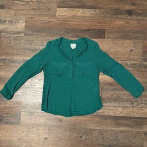 Maeve Women's Green Swiss Dot Blouse Size 12